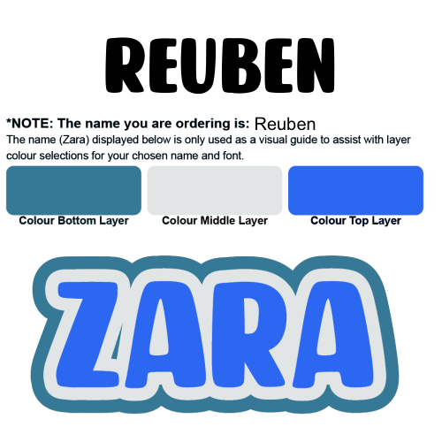 Custom Acrylic Wall Name Plaque, 3 Layer - 20cm to 60cm High