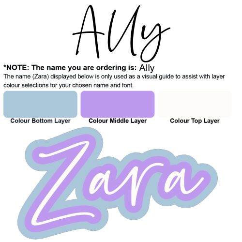 Custom Acrylic Wall Name Plaque, 3 Layer - 20cm to 60cm High