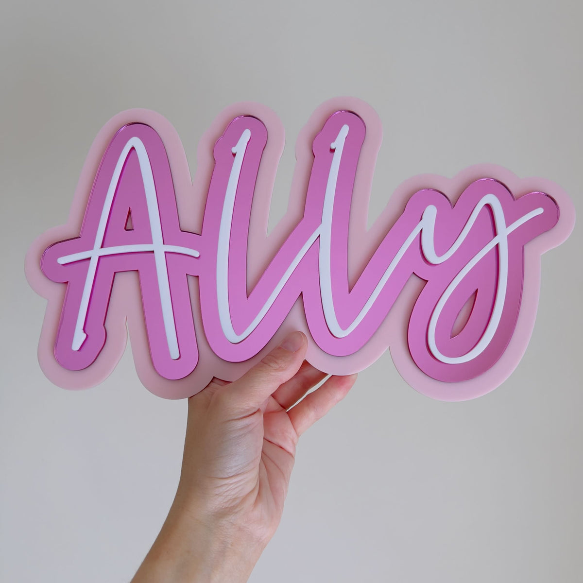 Custom Acrylic Wall Name Plaque, 3 Layer - 20cm to 60cm High